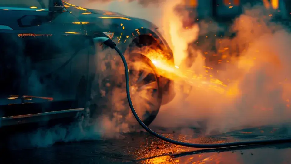 Image of battery car fire