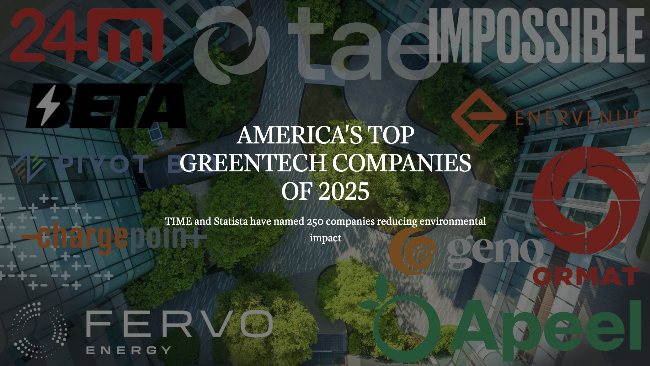Text reads: America's Top GreenTech Companies of 2025 TIME and Statista have named 250 companies reducing environmental impact