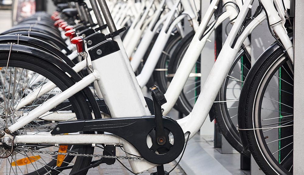 Row of e-bikes